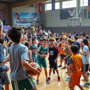 Youth basketball teams competing in the Nike EYBL Peach Jam Tournament
