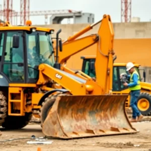 Construction site with milling machine