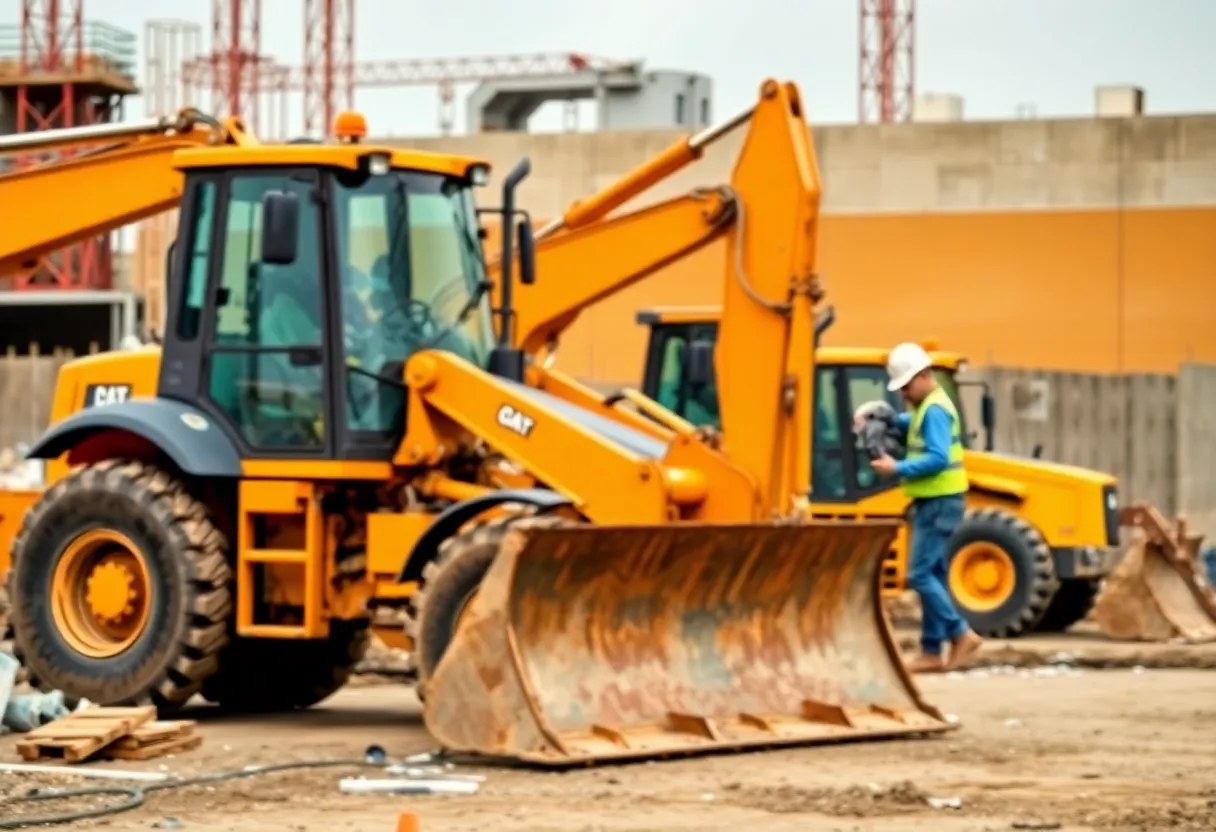 Construction site with milling machine