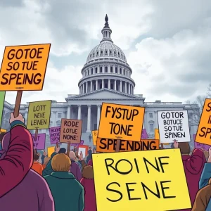 Citizens protesting government spending on Capitol Hill.