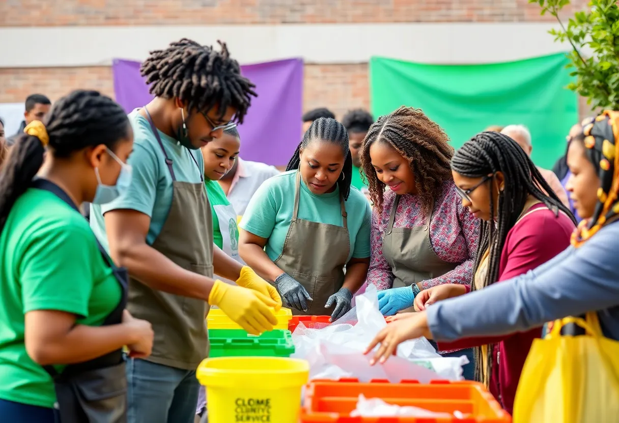 Community members engaged in a Rotary Club service project