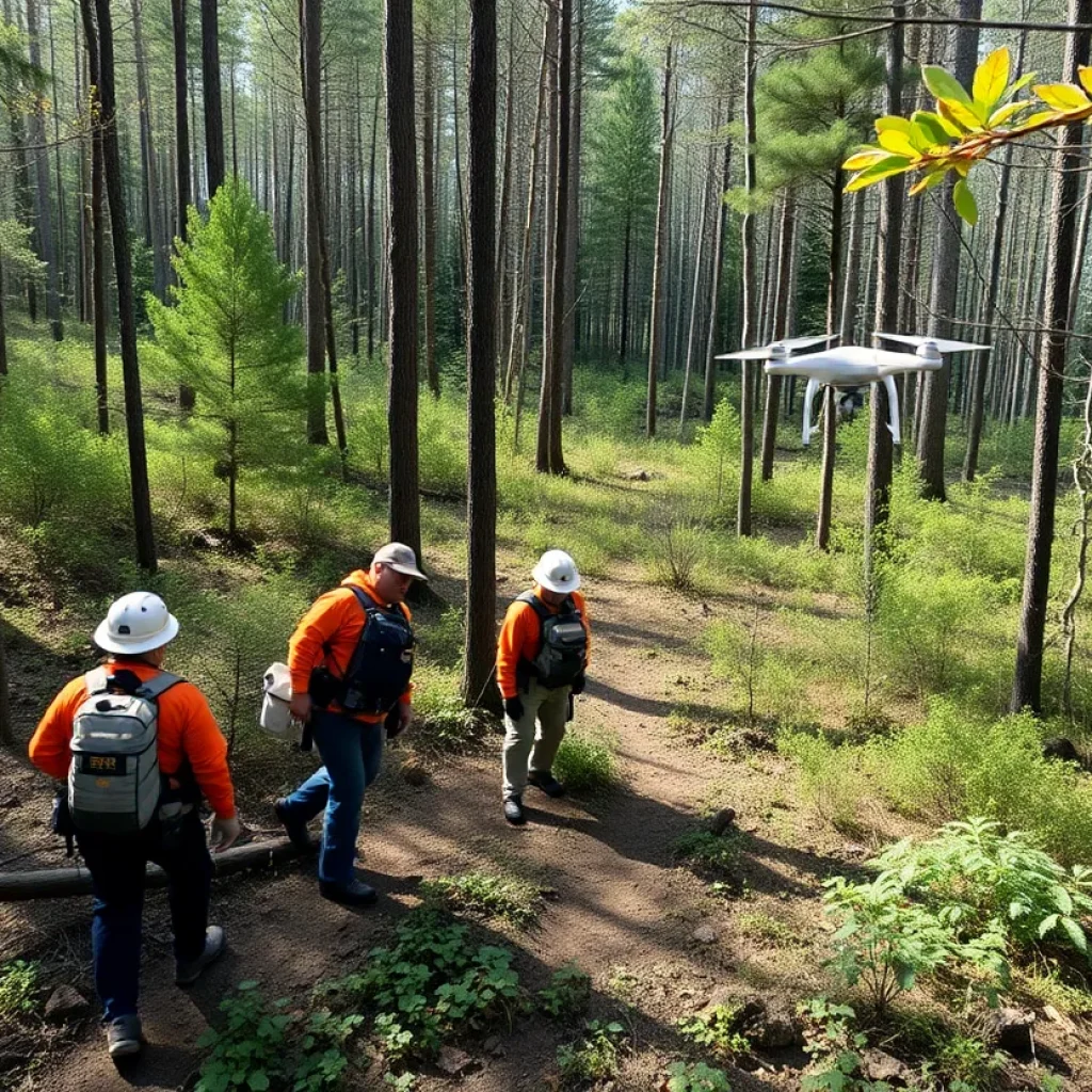 Search teams in wooded area looking for missing woman