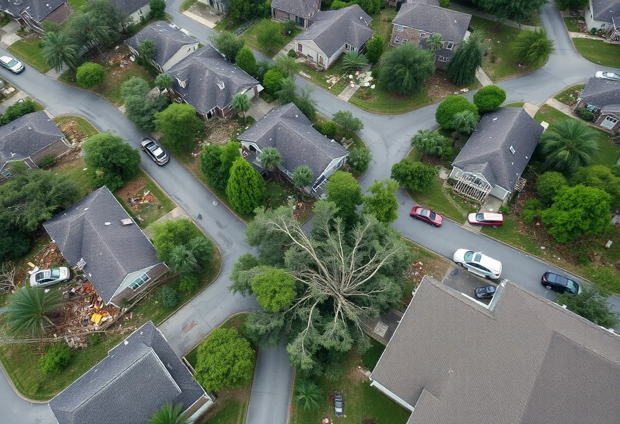 Aerial view of storm damage in the Central Savannah River Area