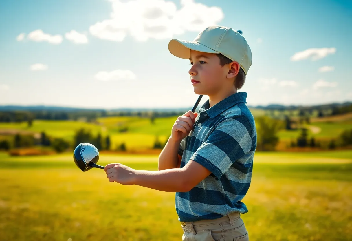 Young golfer preparing for a swing on the golf course