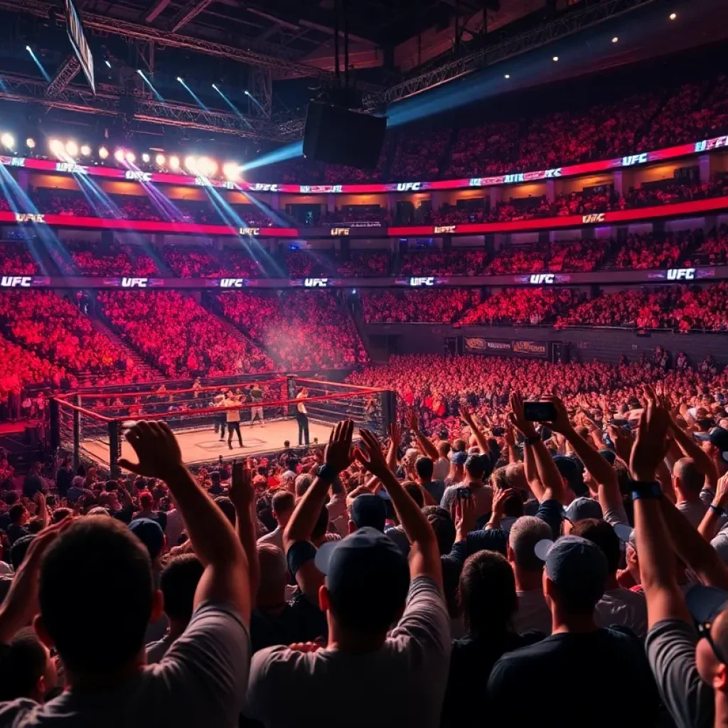 Crowd cheering at a mixed martial arts event