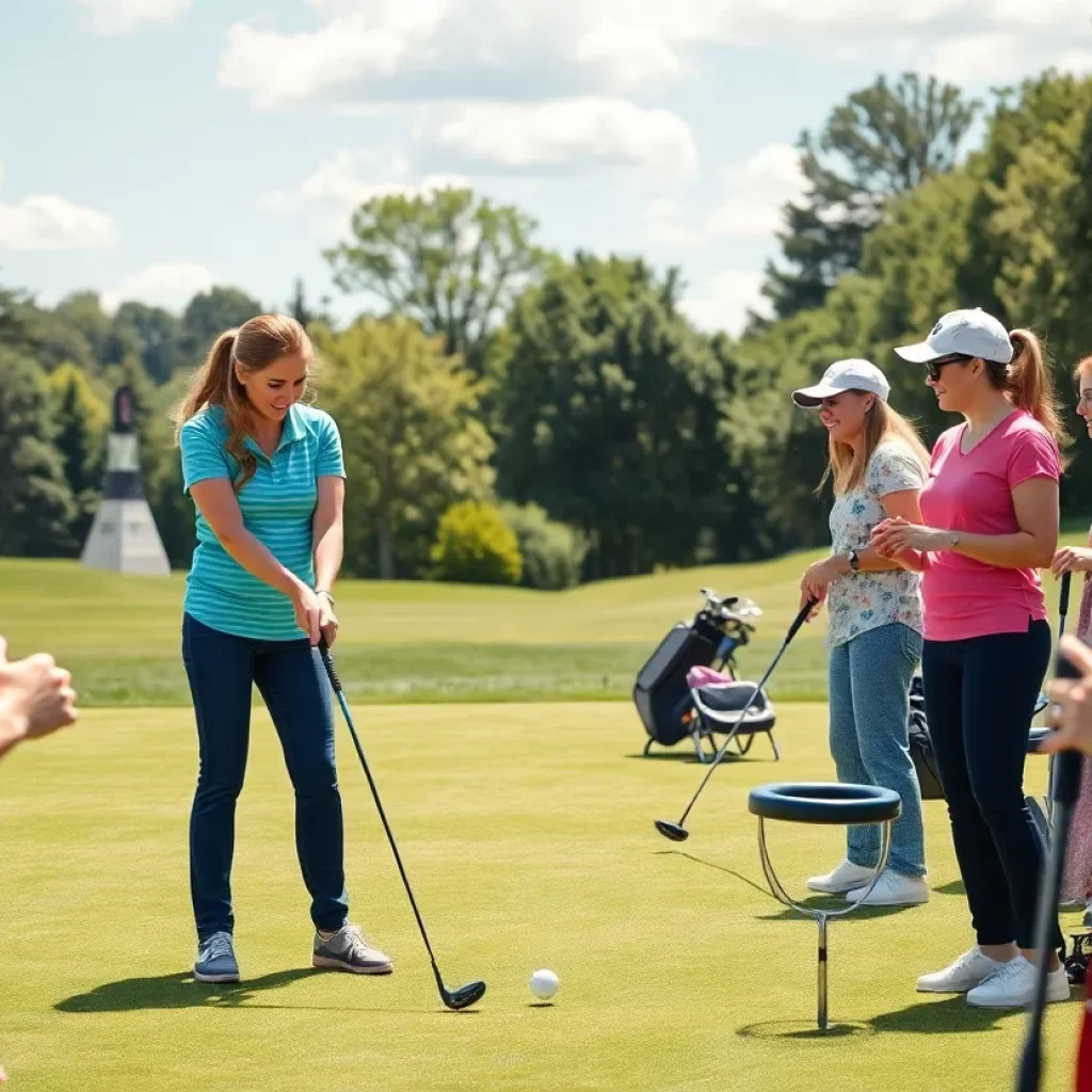 Women participating in golf lessons and activities