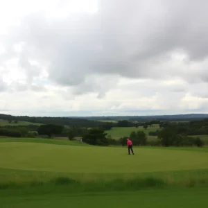Yale women's golf team playing on the course during the Valspar Augusta Invitational.