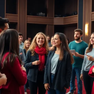 Aspiring actors auditioning in a theatre in Augusta