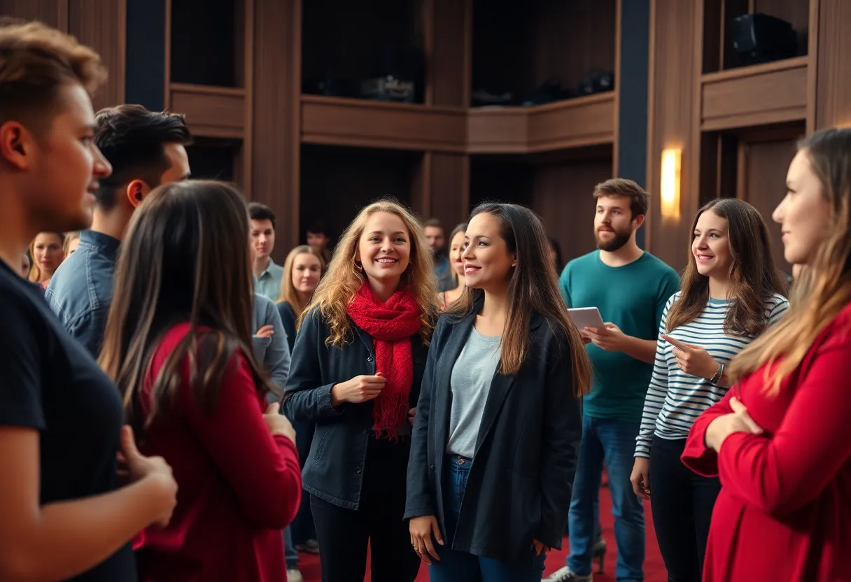 Aspiring actors auditioning in a theatre in Augusta