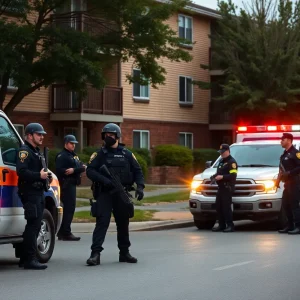 Emergency responders at an apartment complex in Augusta