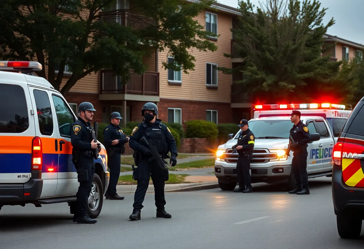Emergency responders at an apartment complex in Augusta