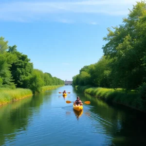 Kayakers enjoying the Augusta Canal post-cleanup efforts