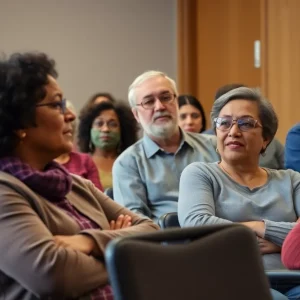 Residents discussing governance at a community meeting in Augusta