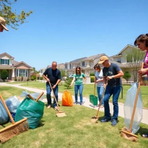 Residents participating in a neighborhood cleanup in Augusta