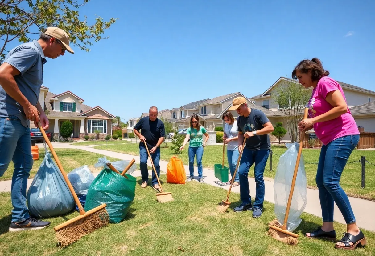 Residents participating in a neighborhood cleanup in Augusta