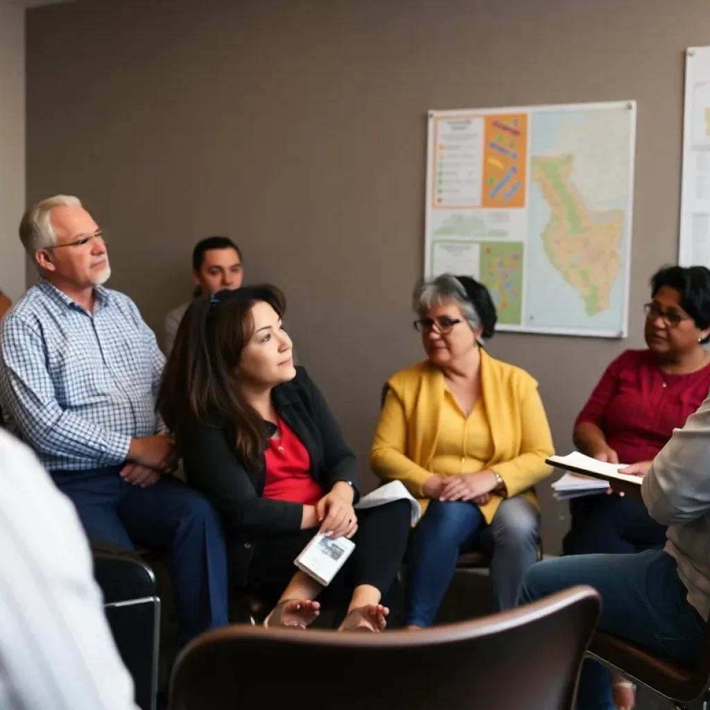 Residents discussing local government at a public hearing