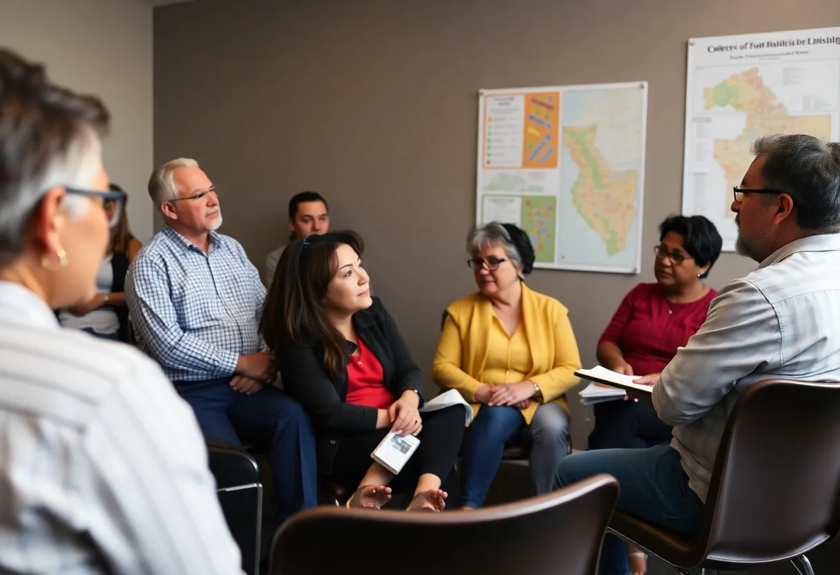 Residents discussing local government at a public hearing