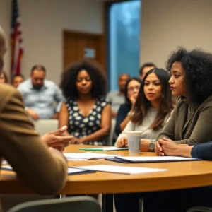 Community members discussing leadership representation in Augusta