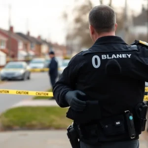 Police investigation scene following a shooting incident in Augusta