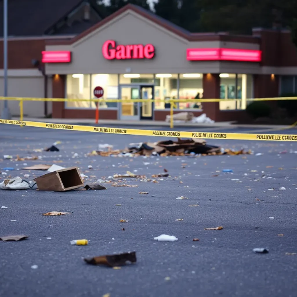 Police lights and tape at a crime scene in Augusta