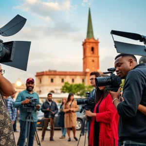 Aspiring actors auditioning on a film set in Augusta, Georgia