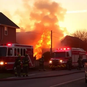 Firefighters working on a structure fire on Broad Street in Augusta