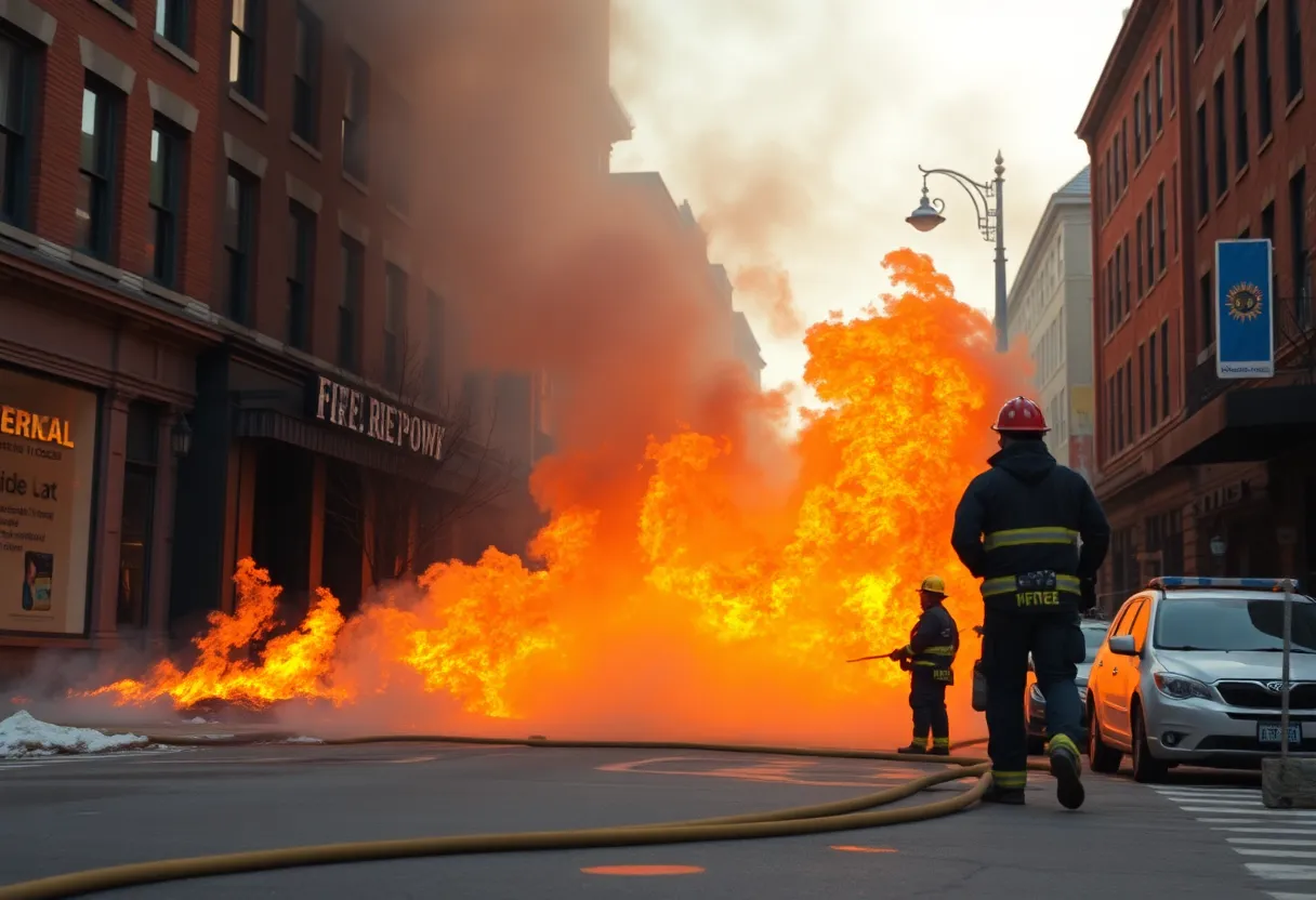 Emergency responders at a fire scene in Augusta