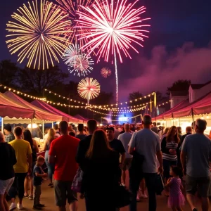 Families enjoying Fourth of July celebration in Augusta