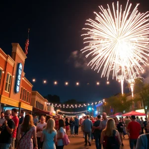 Fireworks over Augusta during Independence Day Celebration