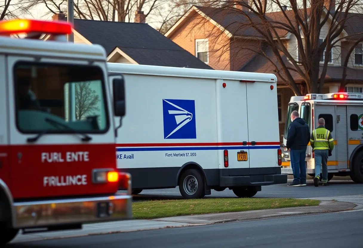 Mail truck incident in Augusta with fire crew