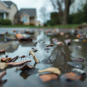 Mosquitoes breeding in standing water