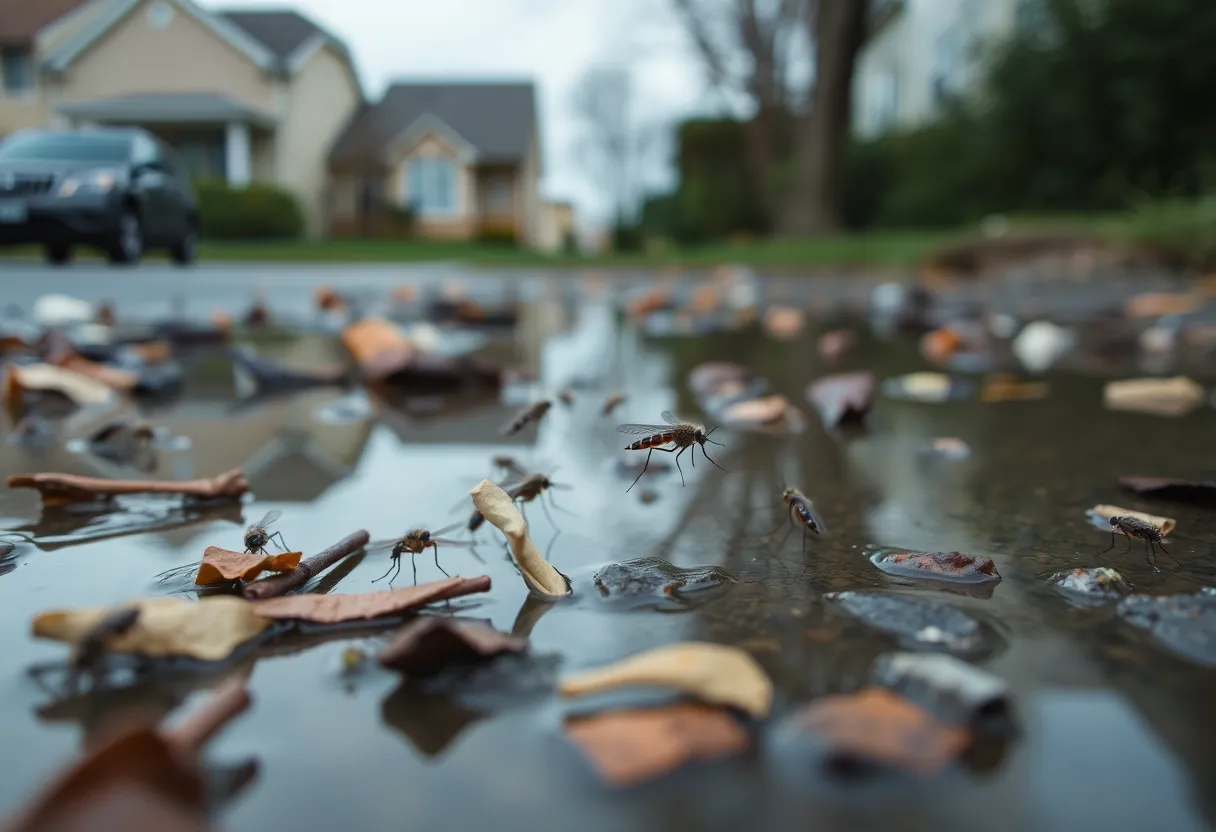 Mosquitoes breeding in standing water