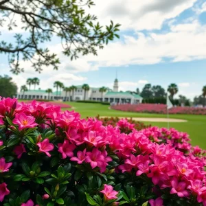 Scenic view of Augusta National Golf Club with vibrant azaleas