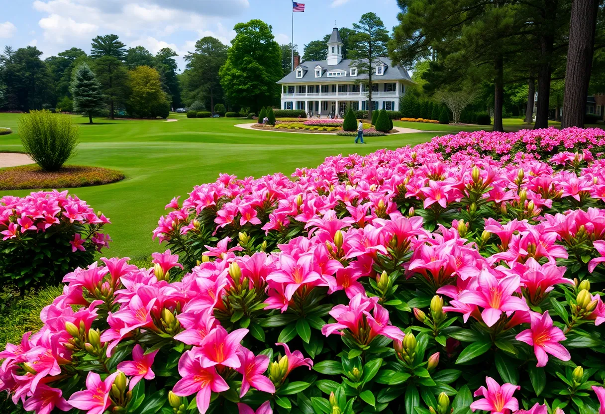Vibrant flowers and greenery at Augusta National Golf Club