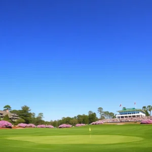 Scenic view of Augusta National Golf Club with vibrant flowers