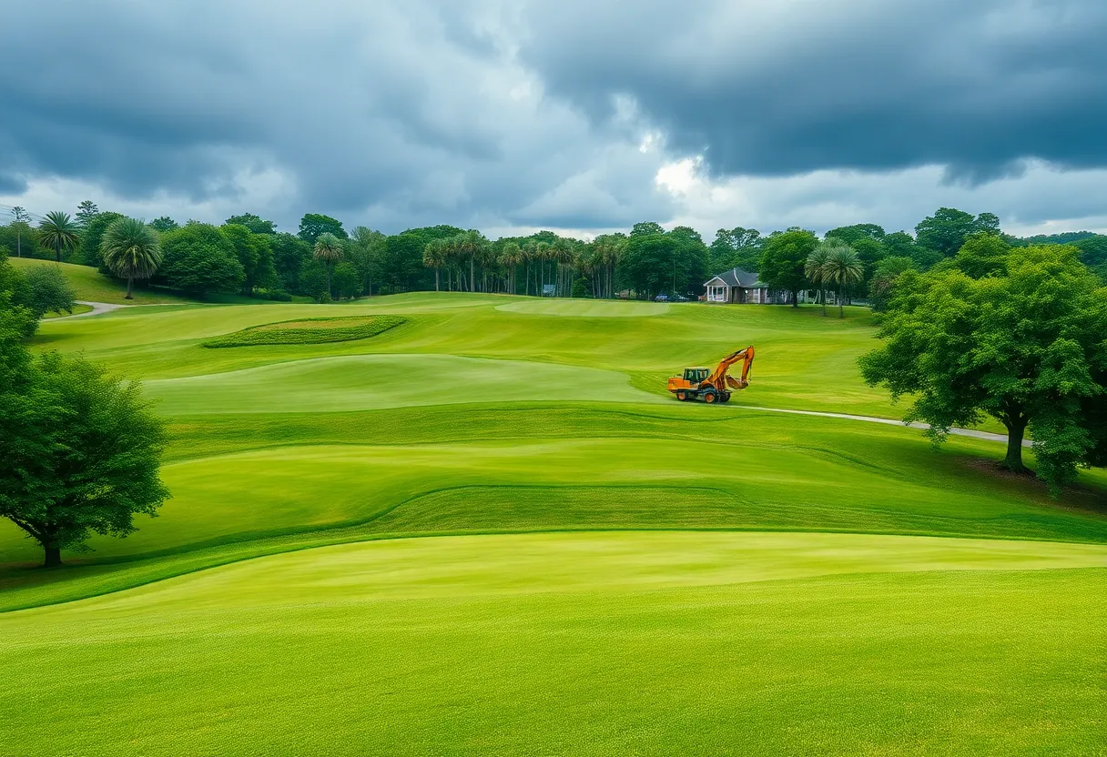 Augusta National Golf Club amidst recovery efforts after a storm
