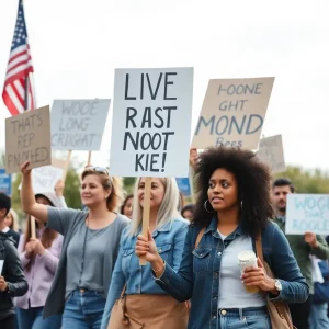 Participants marching in protest honoring John Lewis