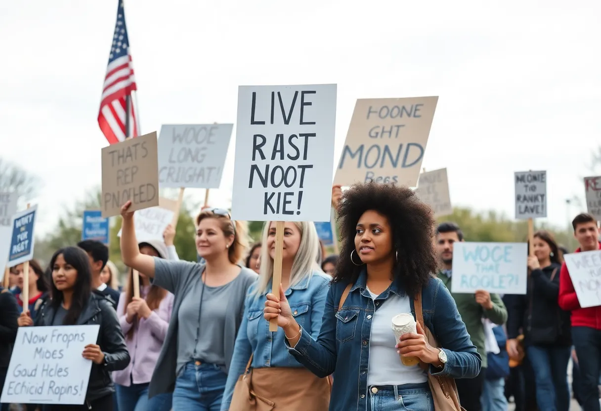 Participants marching in protest honoring John Lewis