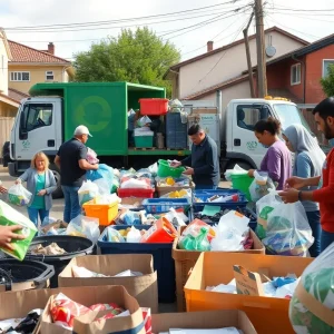 Community members participating in curbside recycling in Augusta