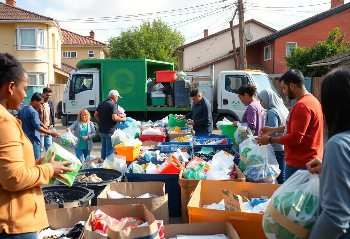 Community members participating in curbside recycling in Augusta