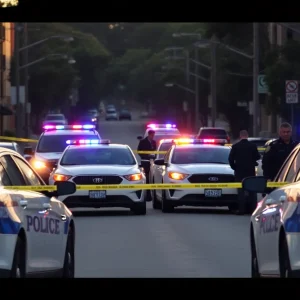 Police investigating a shooting scene in Augusta