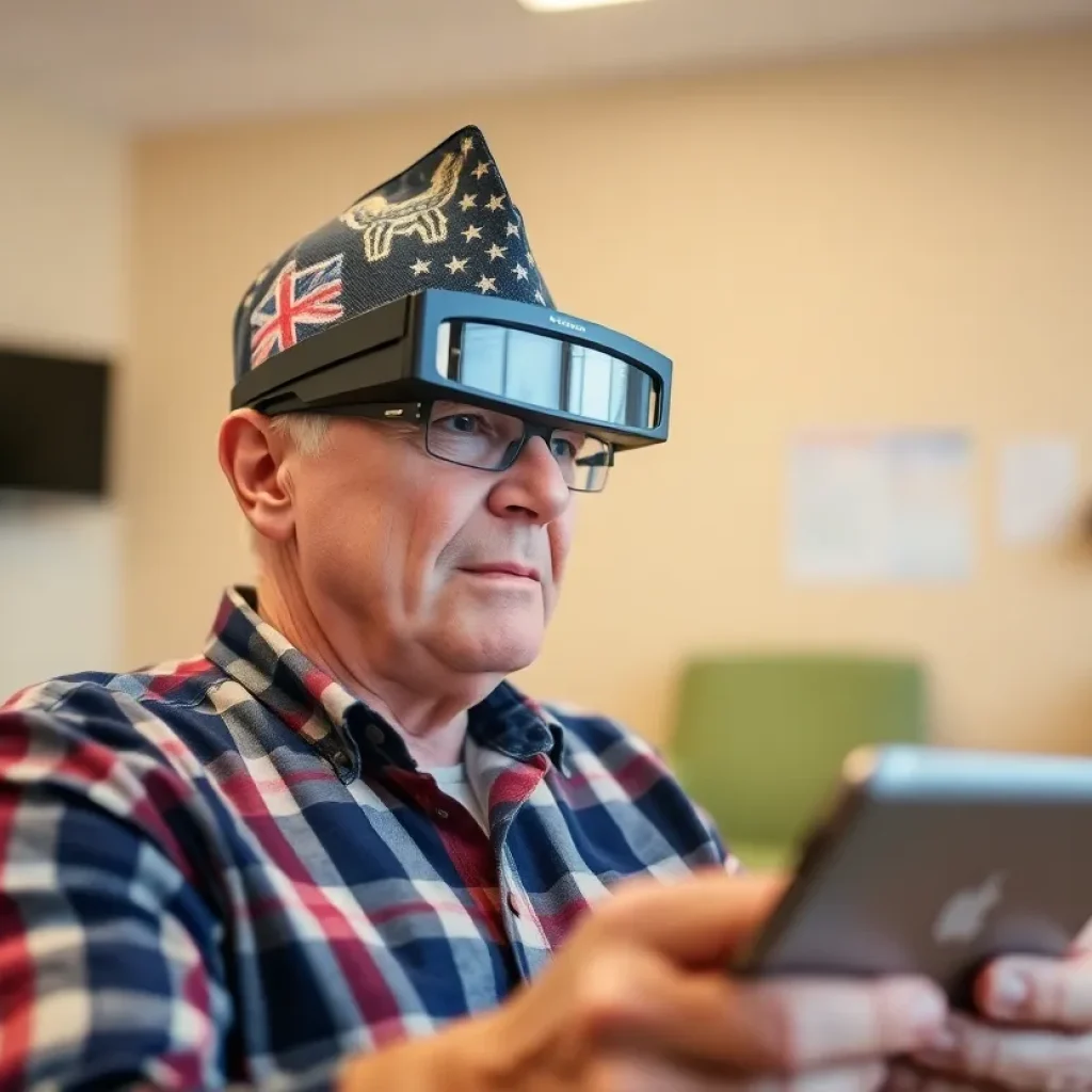 Veteran using advanced technology for visual rehabilitation
