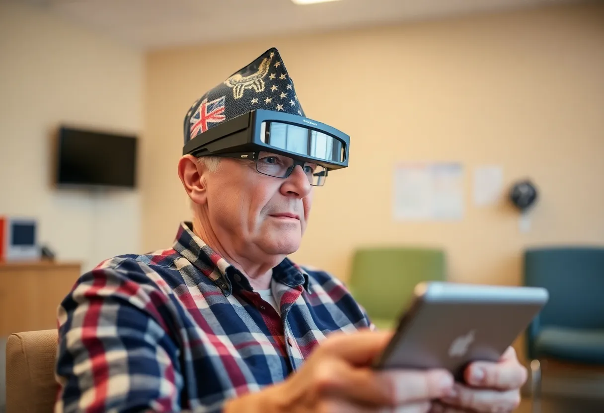 Veteran using advanced technology for visual rehabilitation