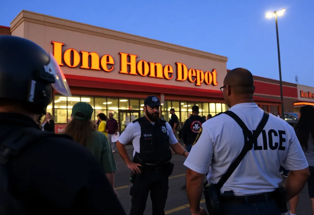 Border Patrol agents conducting a raid at a Home Depot in Sacramento.