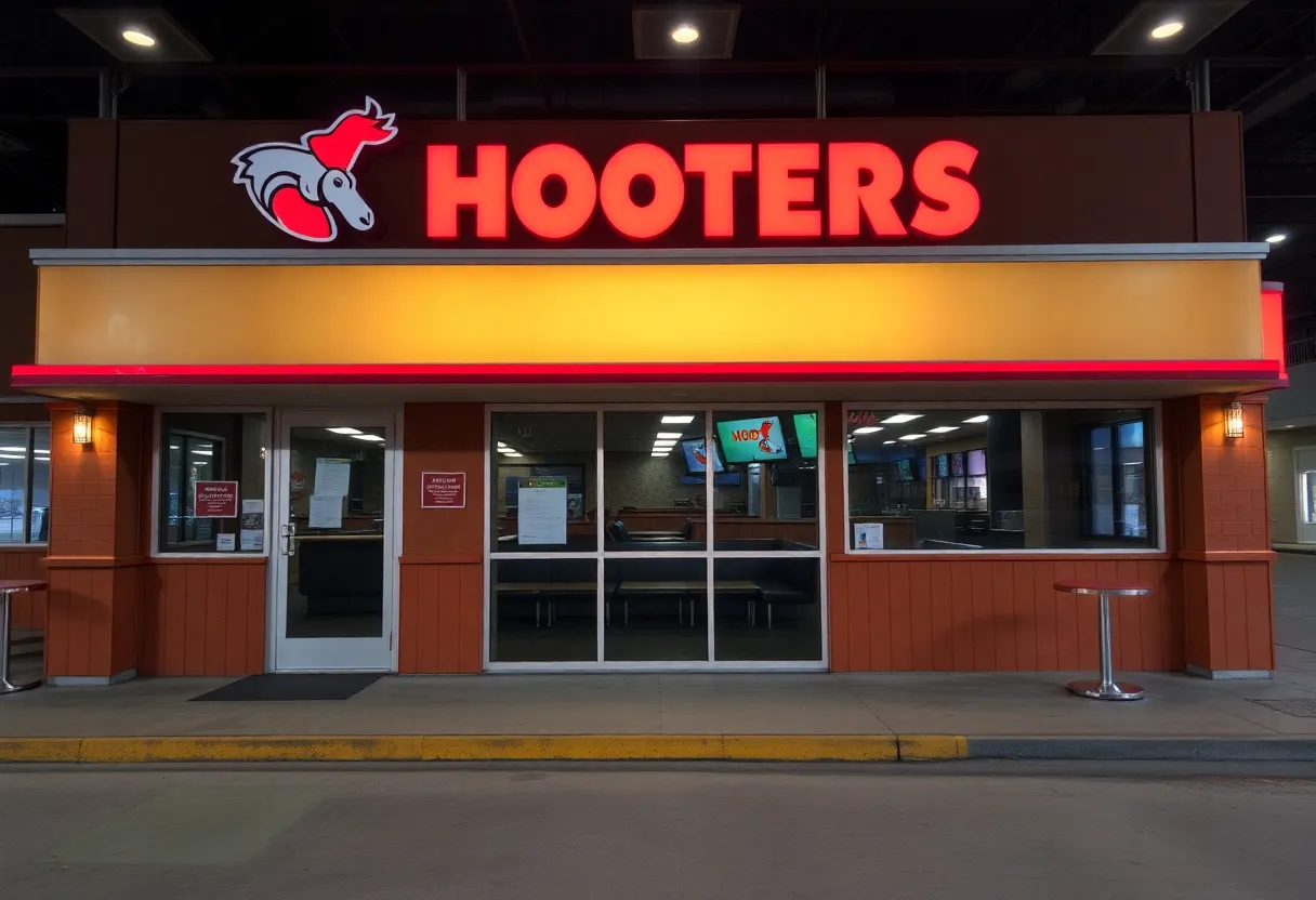 Vacant Hooters restaurant in Georgia, showcasing the impact of closures.