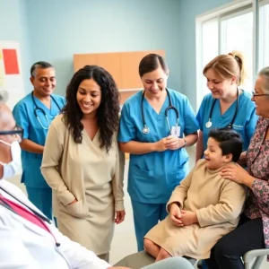 Healthcare professionals engaging with community members.