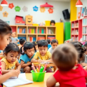 Children participating in activities at a community learning center