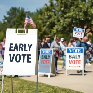 Voters participating in early voting for the Democratic runoff election in Augusta.