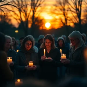 Community gathering to honor Aaron Allen Stevenson with lit candles