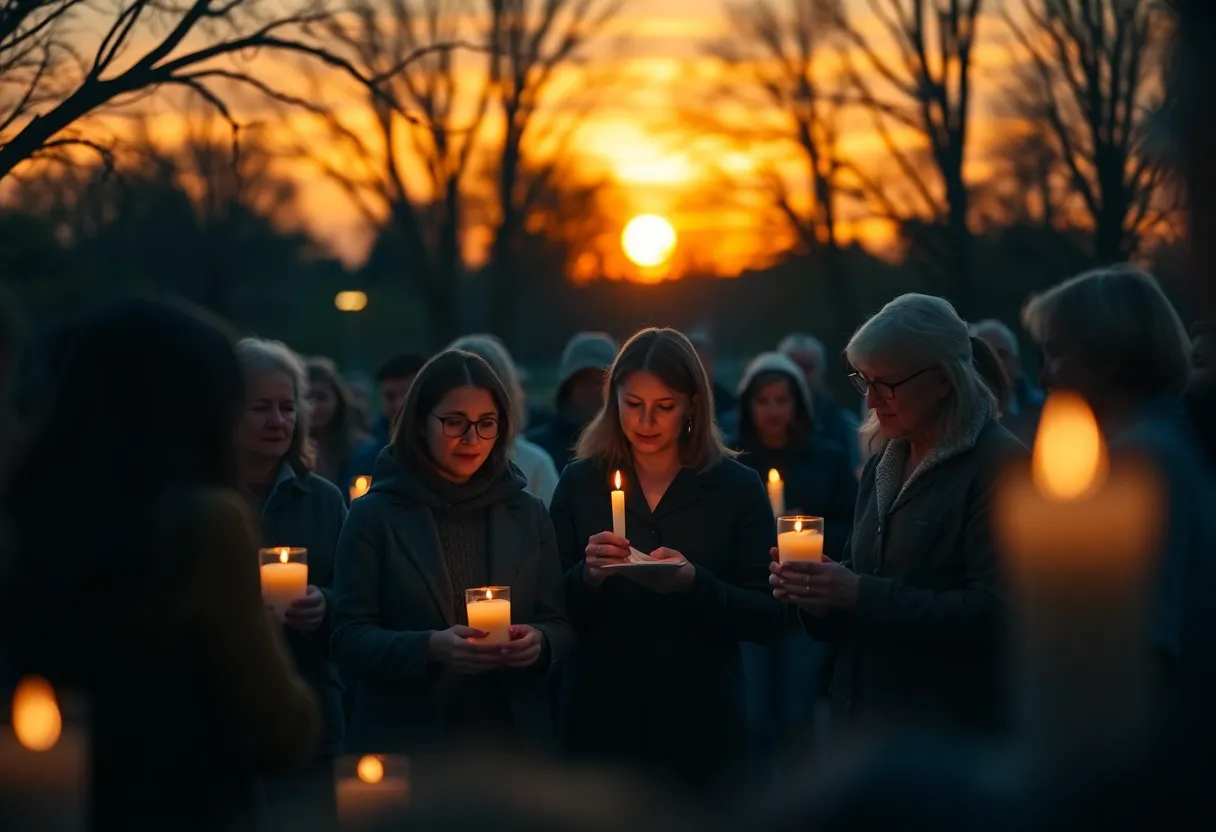 Community gathering to honor Aaron Allen Stevenson with lit candles